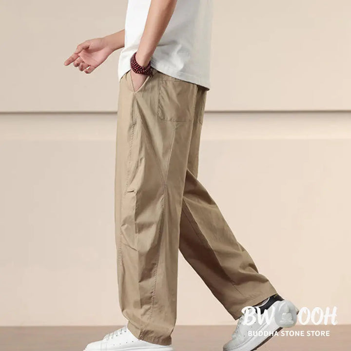 Buddha Stones Commute Spring Solid Color Drawstring Men’s Harem Pants With Pockets - Men’s Harem Pants