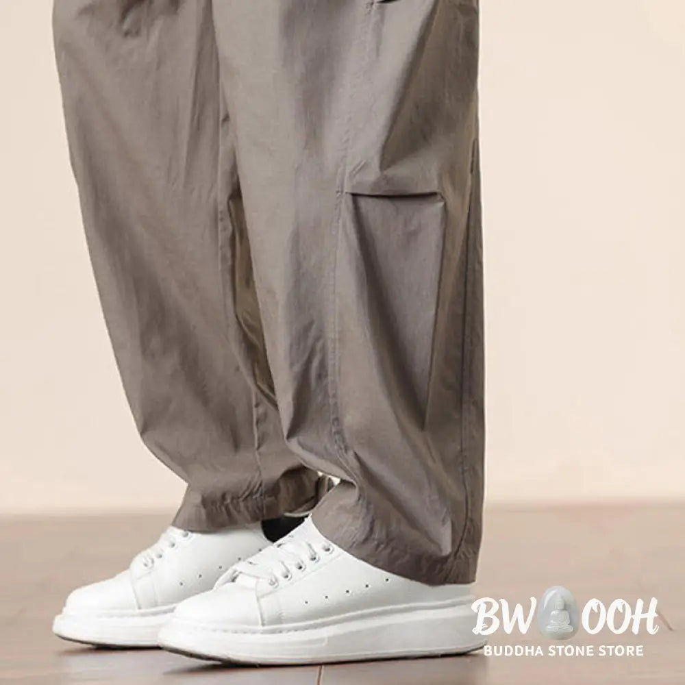 Buddha Stones Commute Spring Solid Color Drawstring Men’s Harem Pants With Pockets - Men’s Harem Pants
