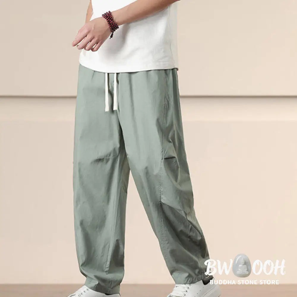 Buddha Stones Commute Spring Solid Color Drawstring Men’s Harem Pants With Pockets - Men’s Harem Pants