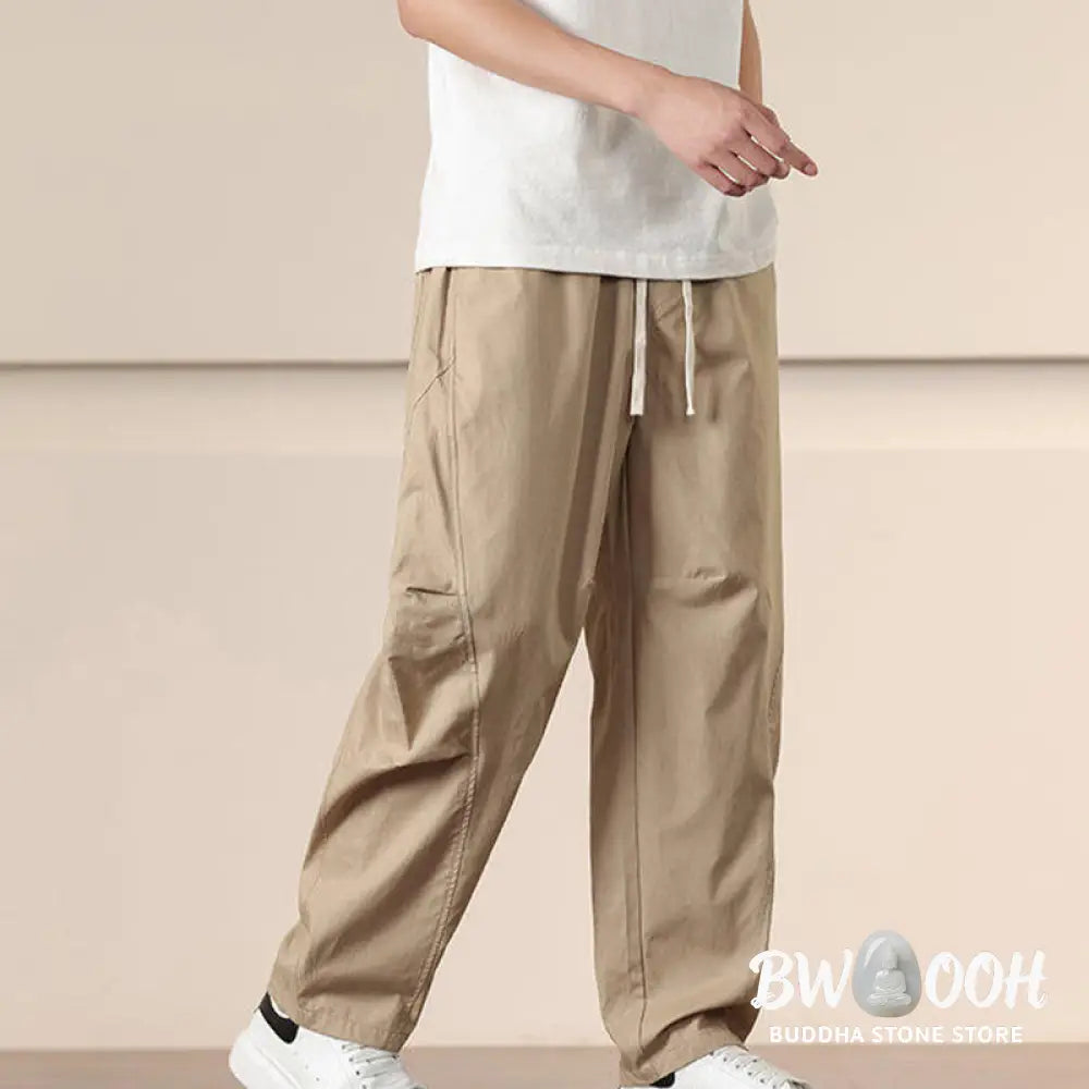 Buddha Stones Commute Spring Solid Color Drawstring Men’s Harem Pants With Pockets - Men’s Harem Pants