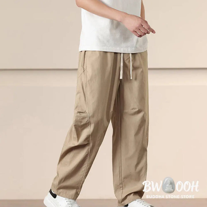Buddha Stones Commute Spring Solid Color Drawstring Men’s Harem Pants With Pockets - Men’s Harem Pants