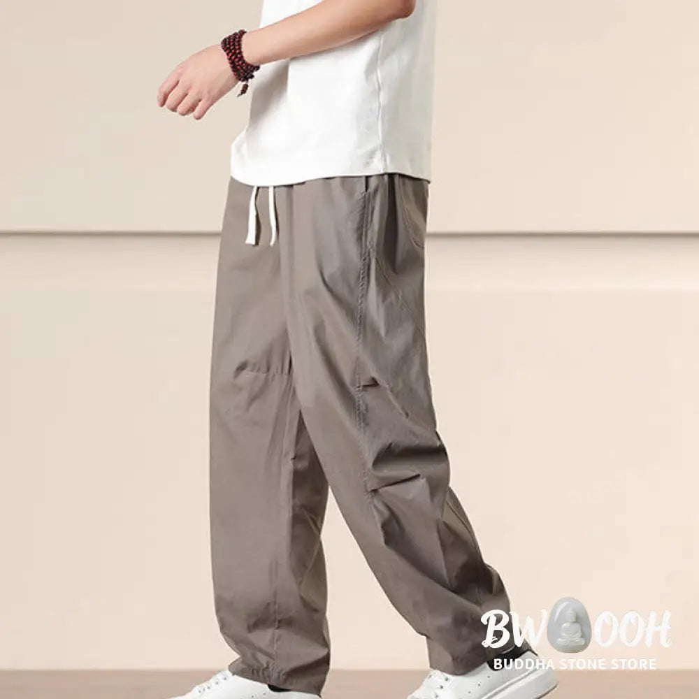 Buddha Stones Commute Spring Solid Color Drawstring Men’s Harem Pants With Pockets - Men’s Harem Pants