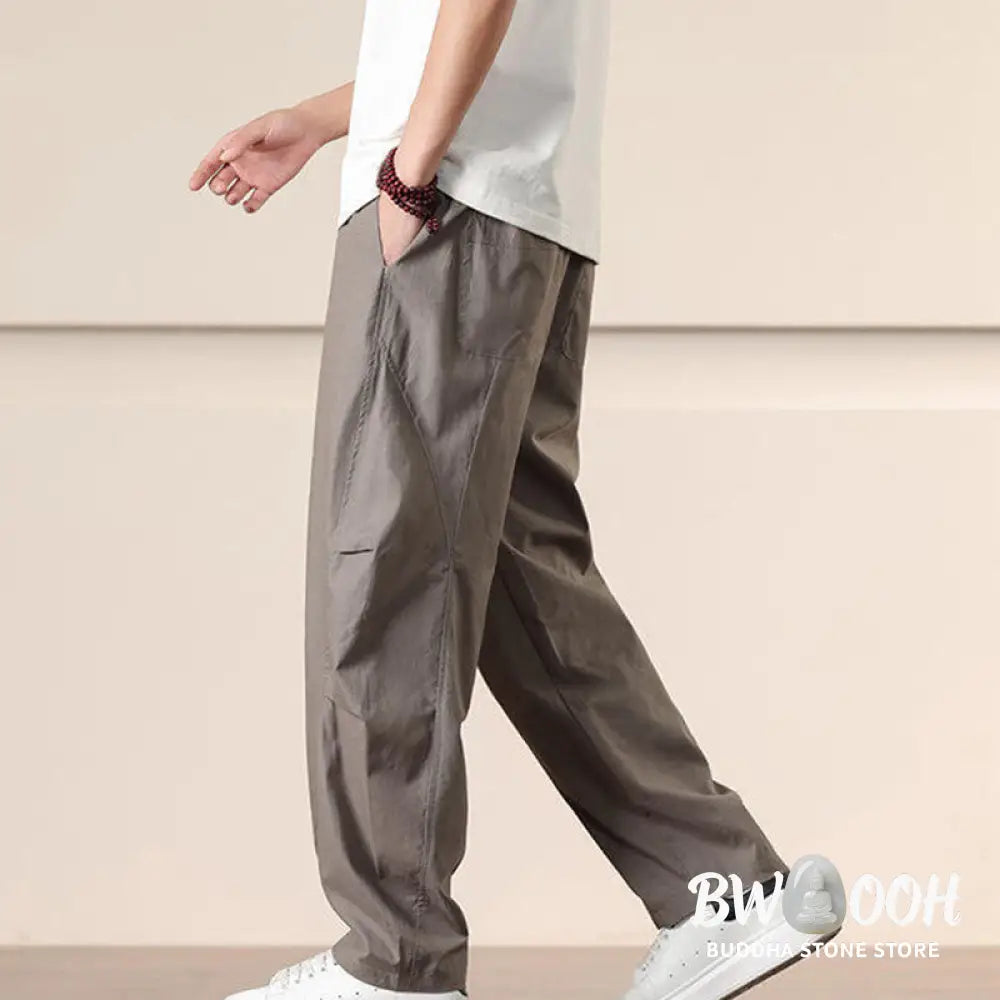 Buddha Stones Commute Spring Solid Color Drawstring Men’s Harem Pants With Pockets - Men’s Harem Pants