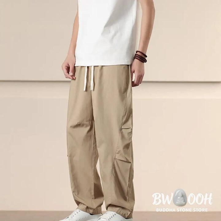 Buddha Stones Commute Spring Solid Color Drawstring Men’s Harem Pants With Pockets - Men’s Harem Pants