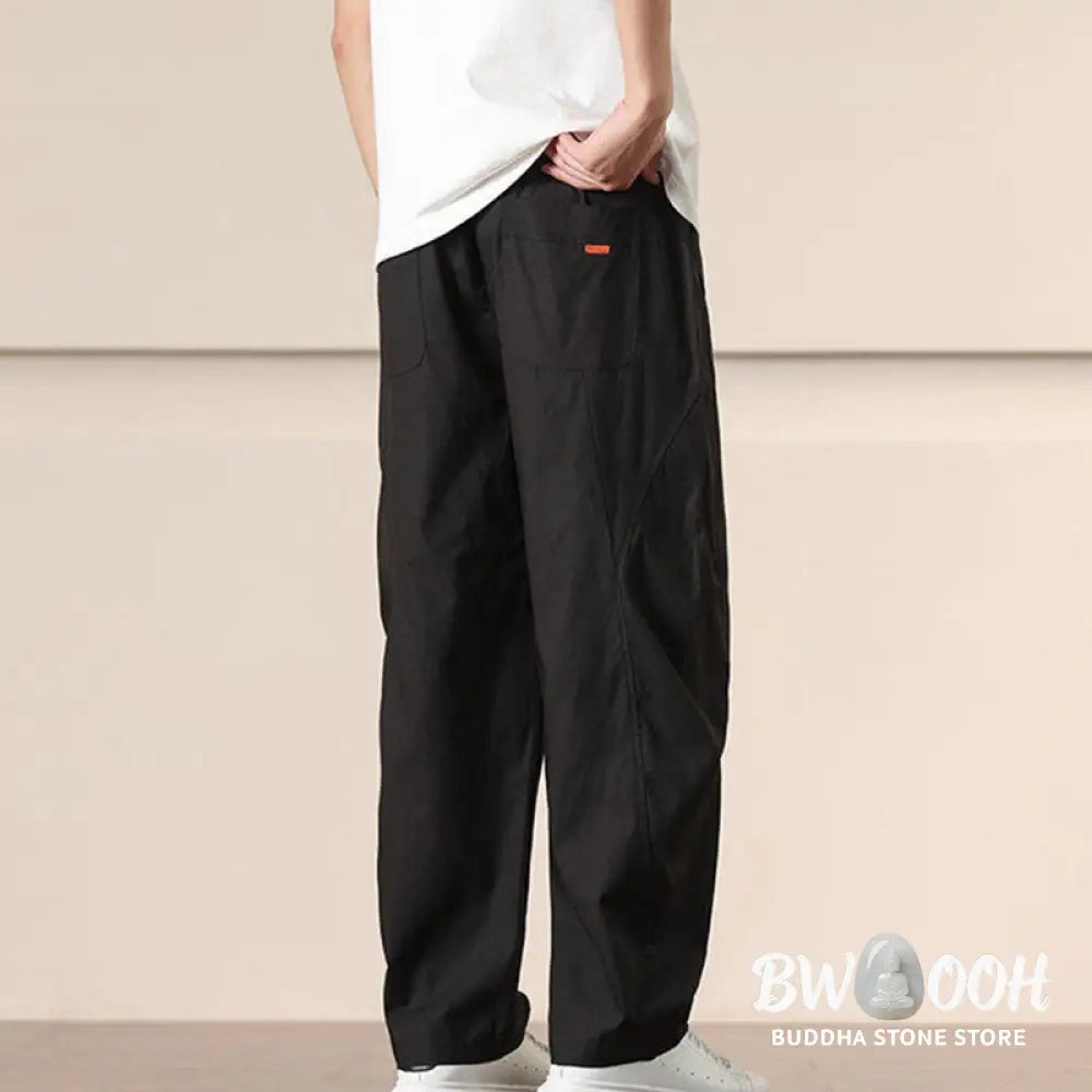 Buddha Stones Commute Spring Solid Color Drawstring Men’s Harem Pants With Pockets - Men’s Harem Pants