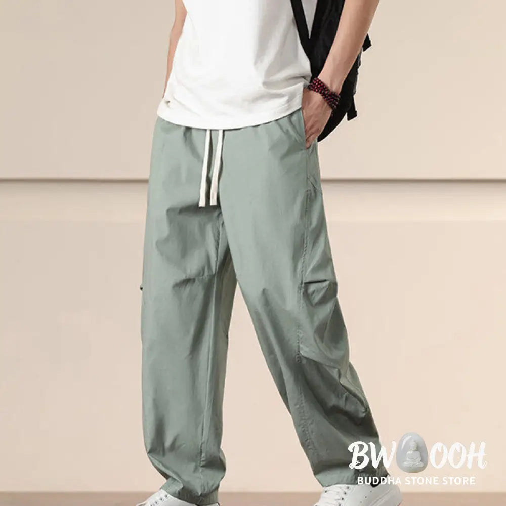 Buddha Stones Commute Spring Solid Color Drawstring Men’s Harem Pants With Pockets - Men’s Harem Pants