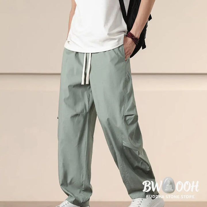 Buddha Stones Commute Spring Solid Color Drawstring Men’s Harem Pants With Pockets - Men’s Harem Pants