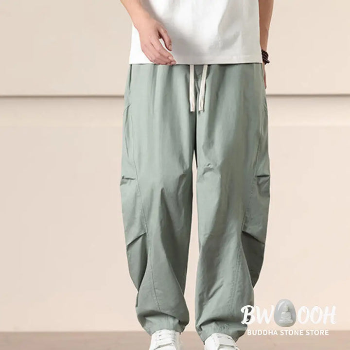 Buddha Stones Commute Spring Solid Color Drawstring Men’s Harem Pants With Pockets - Men’s Harem Pants