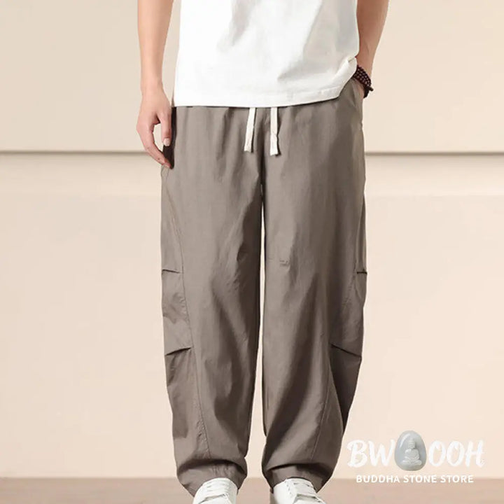 Buddha Stones Commute Spring Solid Color Drawstring Men’s Harem Pants With Pockets - Men’s Harem Pants
