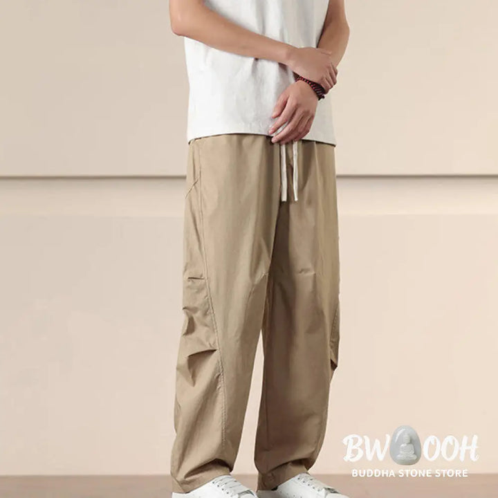 Buddha Stones Commute Spring Solid Color Drawstring Men’s Harem Pants With Pockets - Men’s Harem Pants