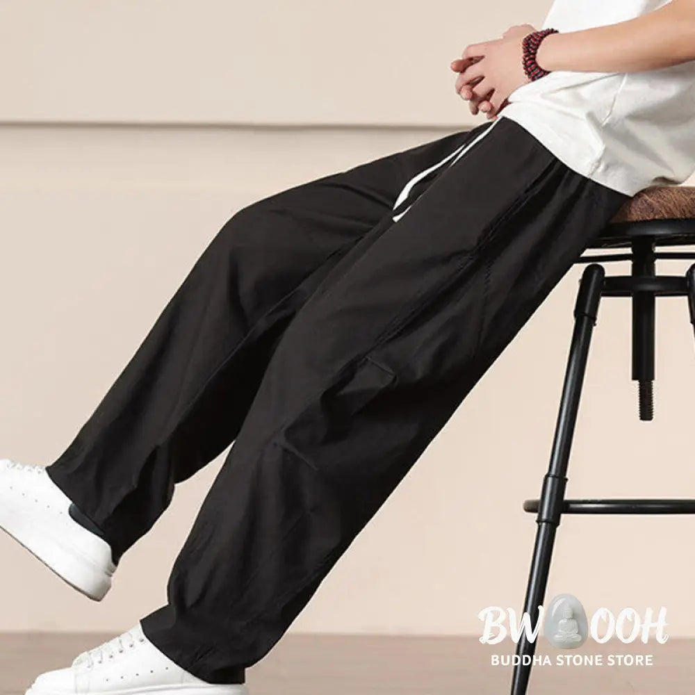 Buddha Stones Commute Spring Solid Color Drawstring Men’s Harem Pants With Pockets - Men’s Harem Pants