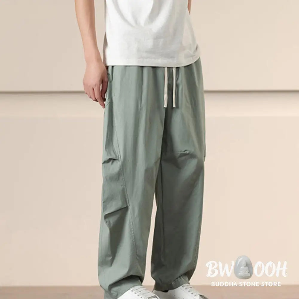 Buddha Stones Commute Spring Solid Color Drawstring Men’s Harem Pants With Pockets - Men’s Harem Pants