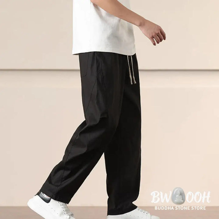 Buddha Stones Commute Spring Solid Color Drawstring Men’s Harem Pants With Pockets - Men’s Harem Pants