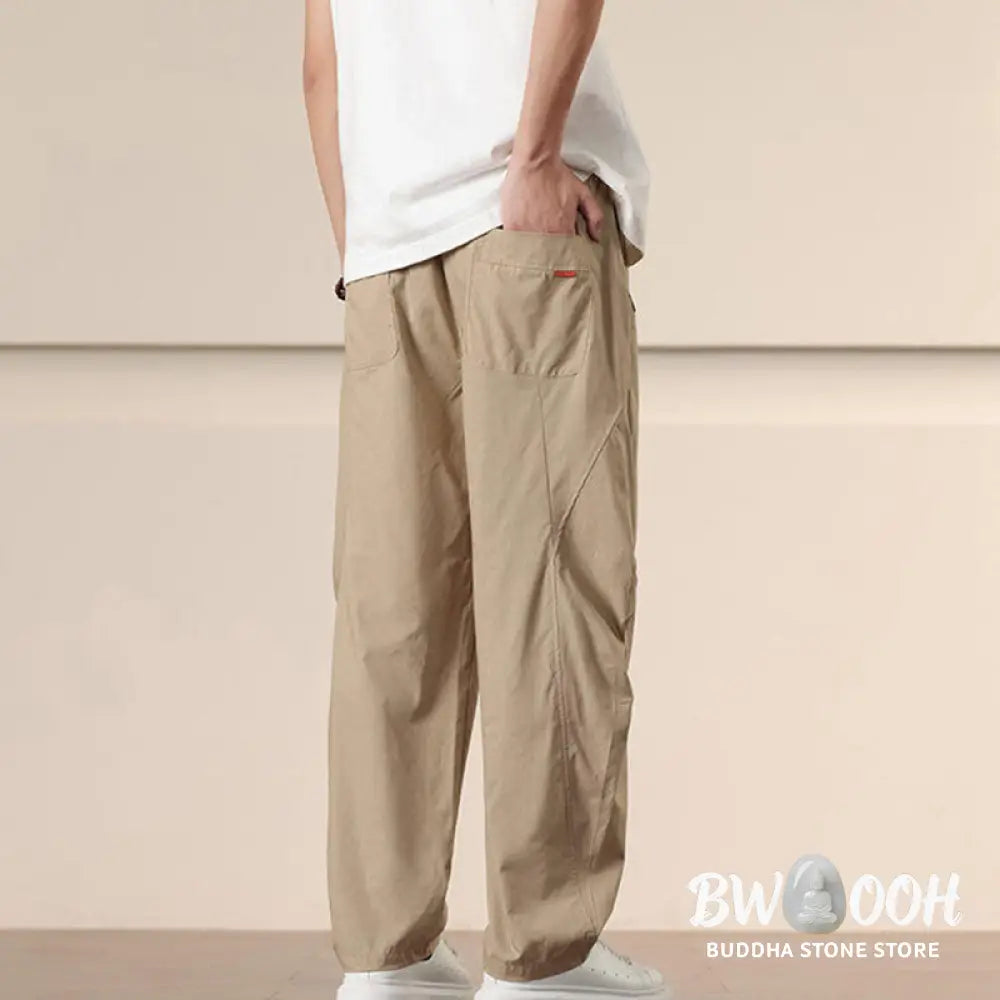Buddha Stones Commute Spring Solid Color Drawstring Men’s Harem Pants With Pockets - Men’s Harem Pants