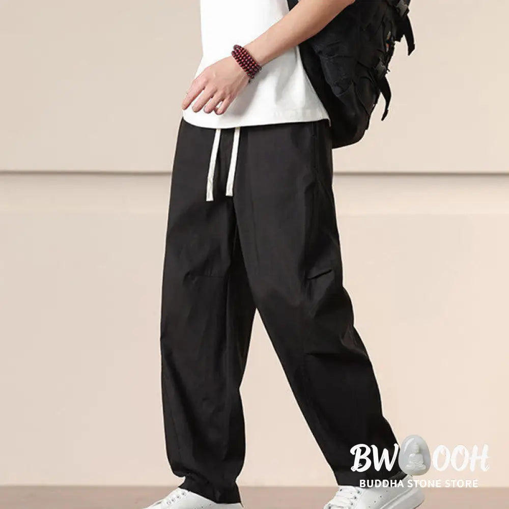 Buddha Stones Commute Spring Solid Color Drawstring Men’s Harem Pants With Pockets - Men’s Harem Pants
