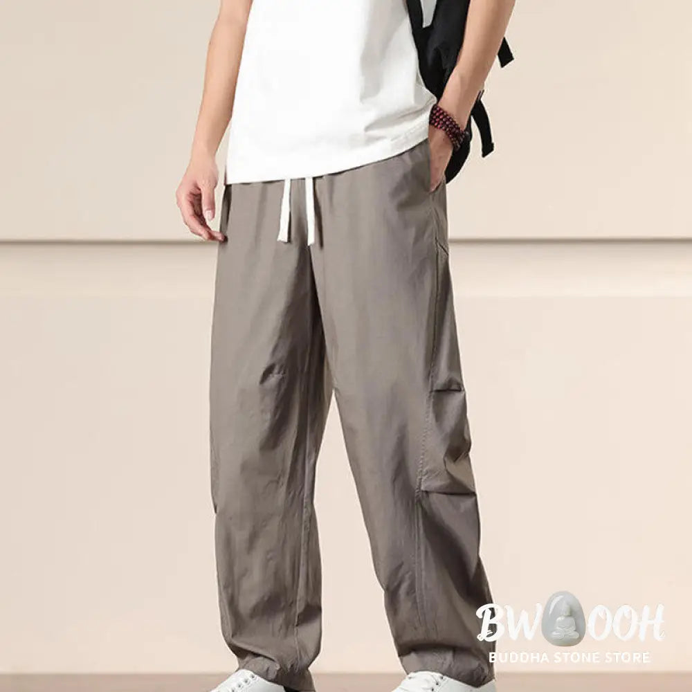 Buddha Stones Commute Spring Solid Color Drawstring Men’s Harem Pants With Pockets - Men’s Harem Pants