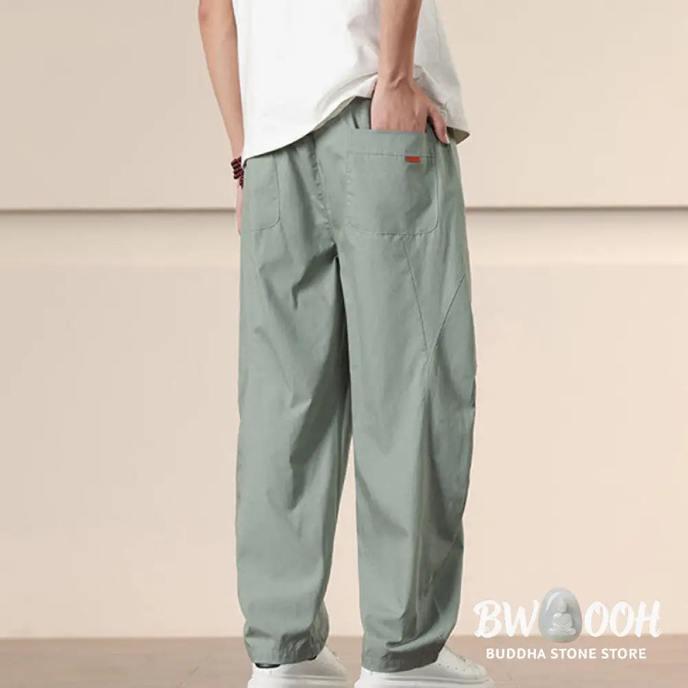 Buddha Stones Commute Spring Solid Color Drawstring Men’s Harem Pants With Pockets - Men’s Harem Pants