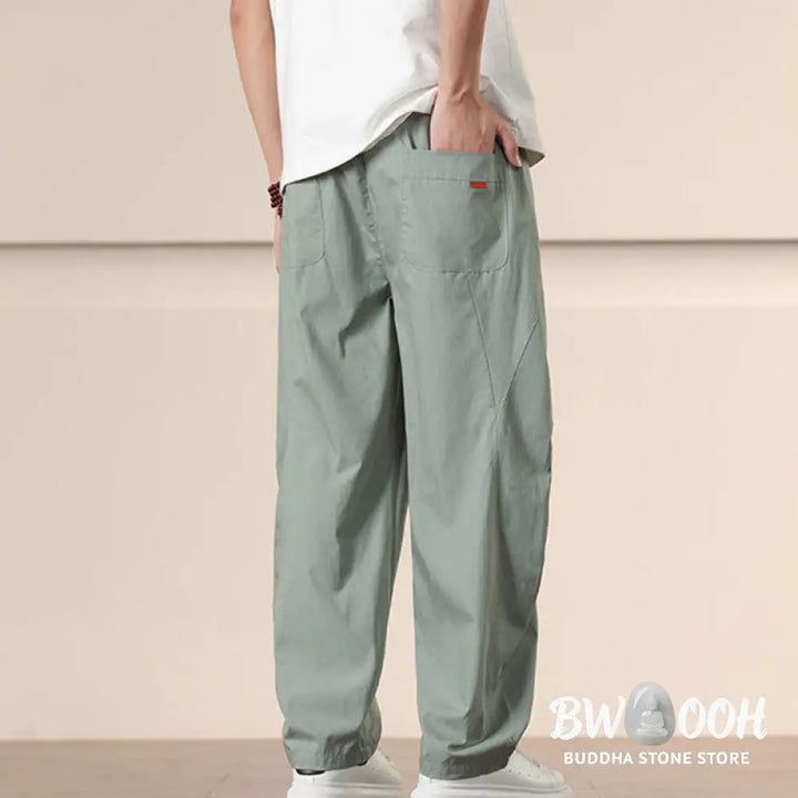 Buddha Stones Commute Spring Solid Color Drawstring Men’s Harem Pants With Pockets - Men’s Harem Pants