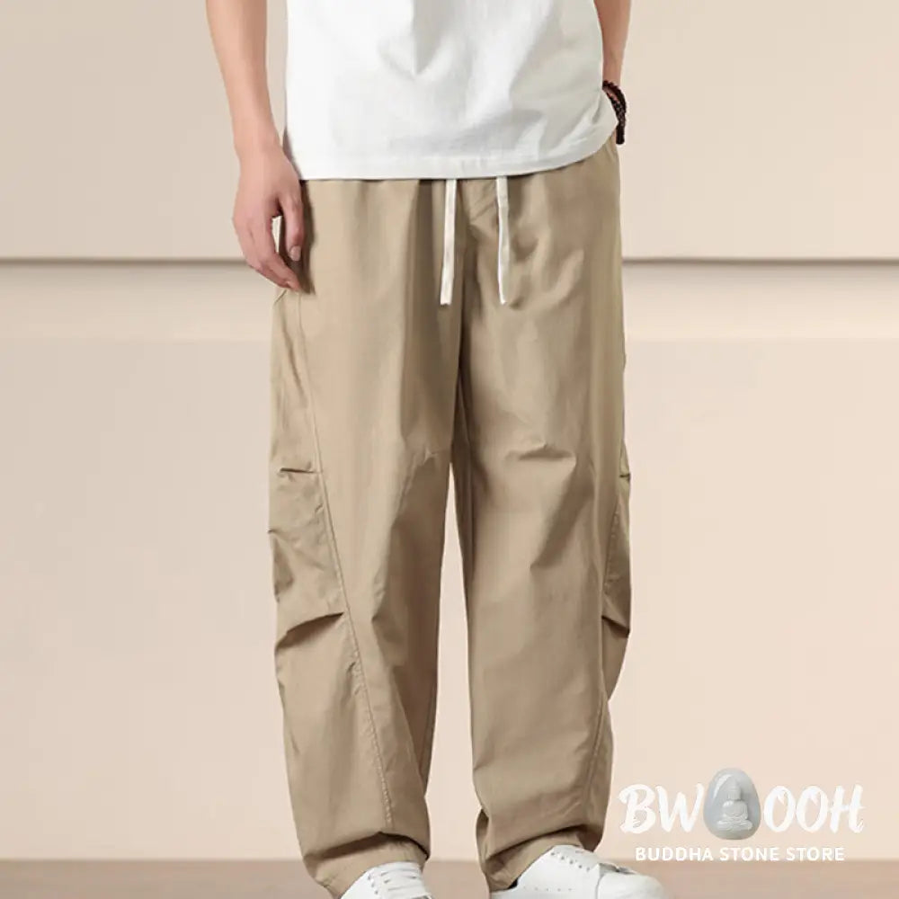 Buddha Stones Commute Spring Solid Color Drawstring Men’s Harem Pants With Pockets - Men’s Harem Pants