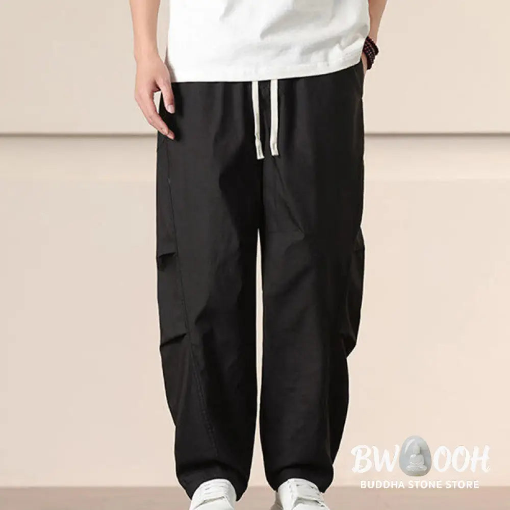 Buddha Stones Commute Spring Solid Color Drawstring Men’s Harem Pants With Pockets - Men’s Harem Pants