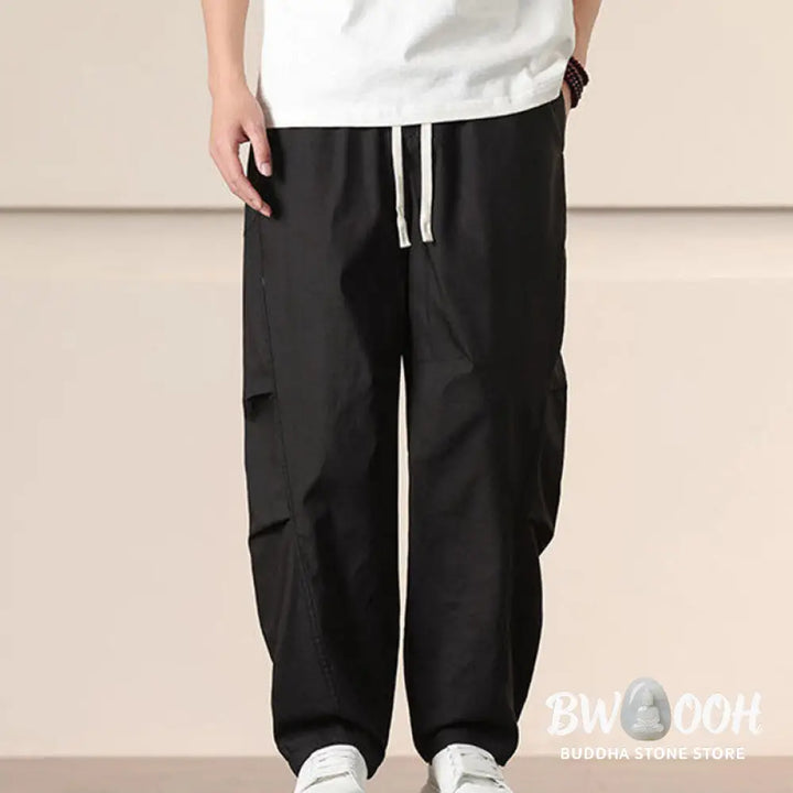 Buddha Stones Commute Spring Solid Color Drawstring Men’s Harem Pants With Pockets - Men’s Harem Pants
