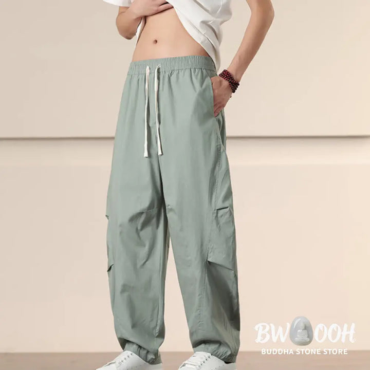 Buddha Stones Commute Spring Solid Color Drawstring Men’s Harem Pants With Pockets - Men’s Harem Pants