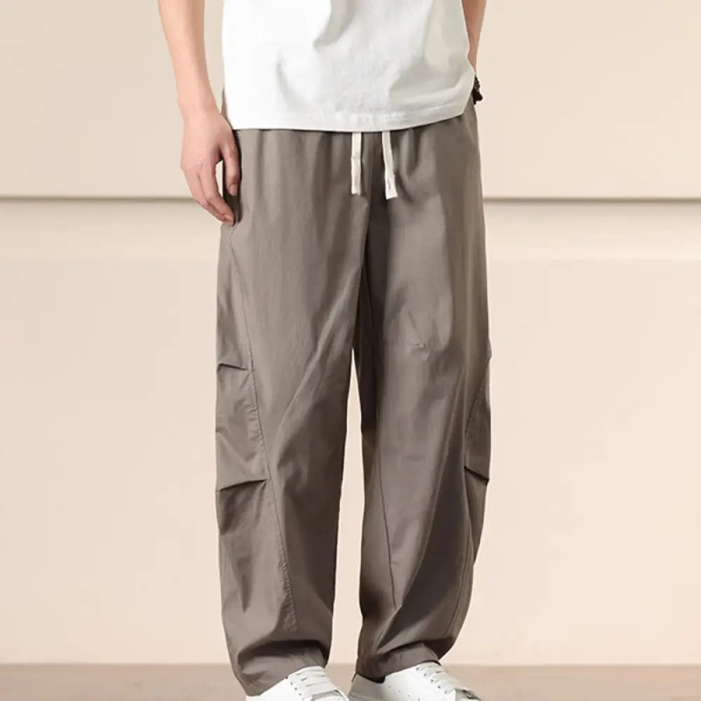 Buddha Stones Commute Spring Solid Color Drawstring Men’s Harem Pants With Pockets - DarkGray / US/UK/AU36，EU46 (L)