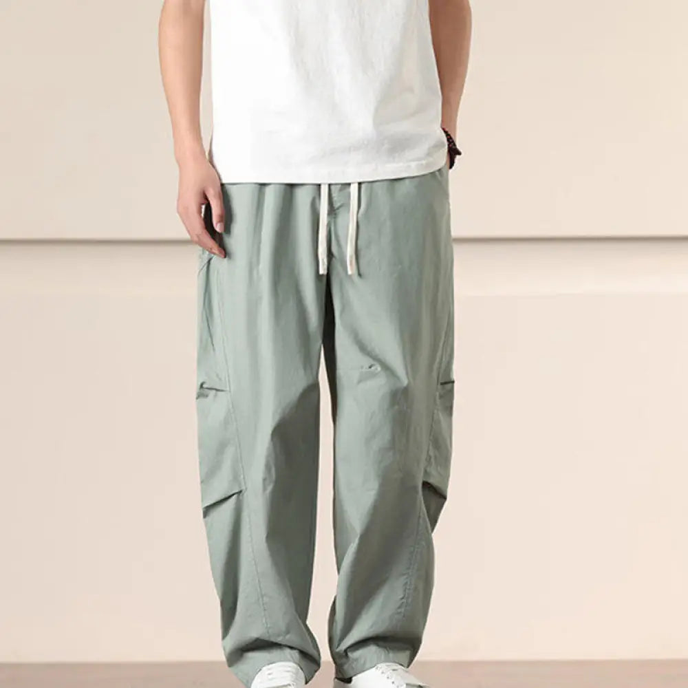 Buddha Stones Commute Spring Solid Color Drawstring Men’s Harem Pants With Pockets - MediumAquamarine / US/UK/AU36，EU46
