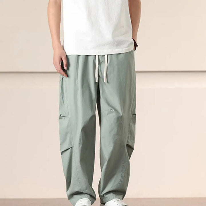 Buddha Stones Commute Spring Solid Color Drawstring Men’s Harem Pants With Pockets - MediumAquamarine / US/UK/AU36，EU46