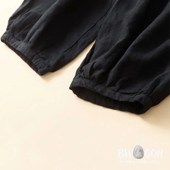 Buddha Stones Commute Women’s Plain Harem Capri Cotton Pants With Pockets - Women’s Harem Pants