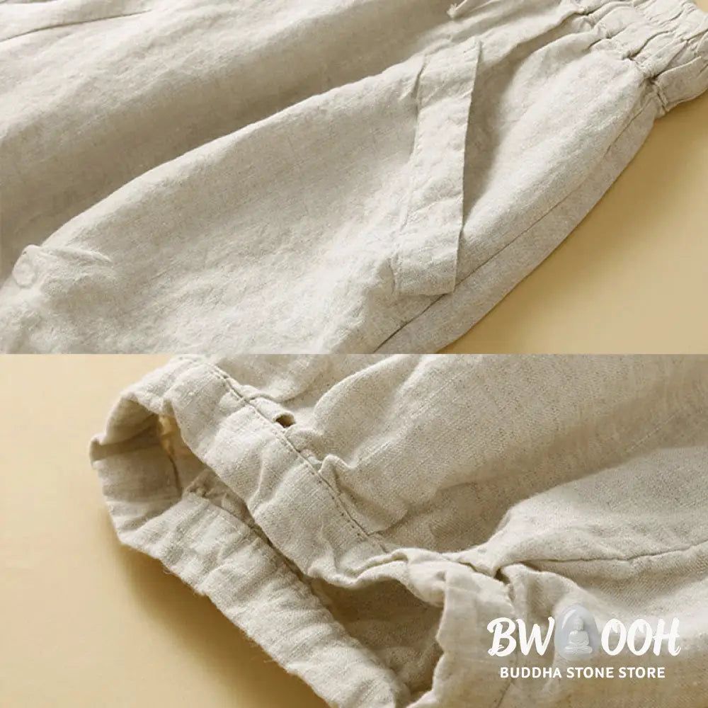 Buddha Stones Commute Women’s Plain Harem Capri Cotton Pants With Pockets - Women’s Harem Pants