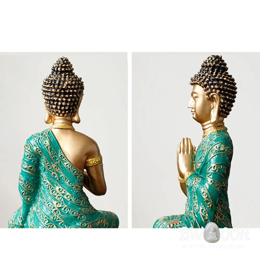 BWOOOH Buddha Compassion Resin Statue Decoration - Green - Decorations