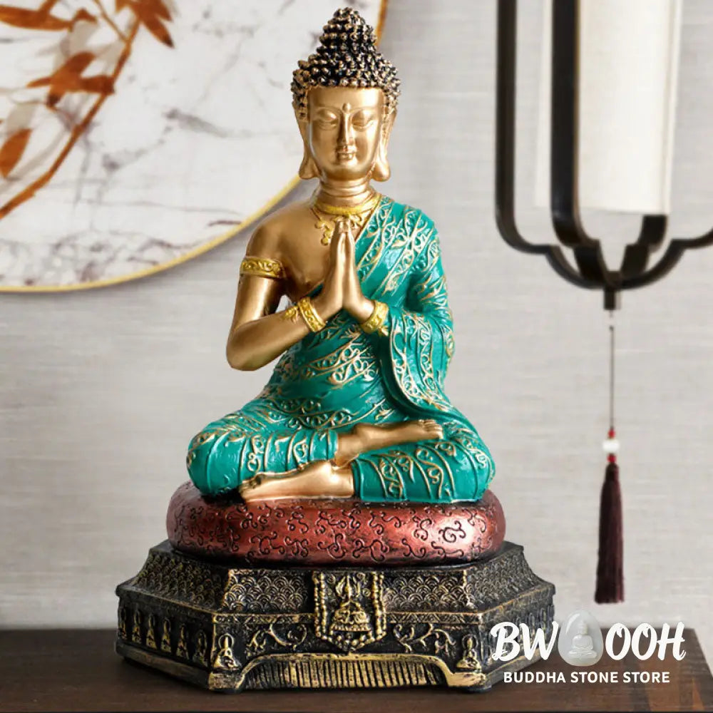 BWOOOH Buddha Compassion Resin Statue Decoration - Green - Decorations