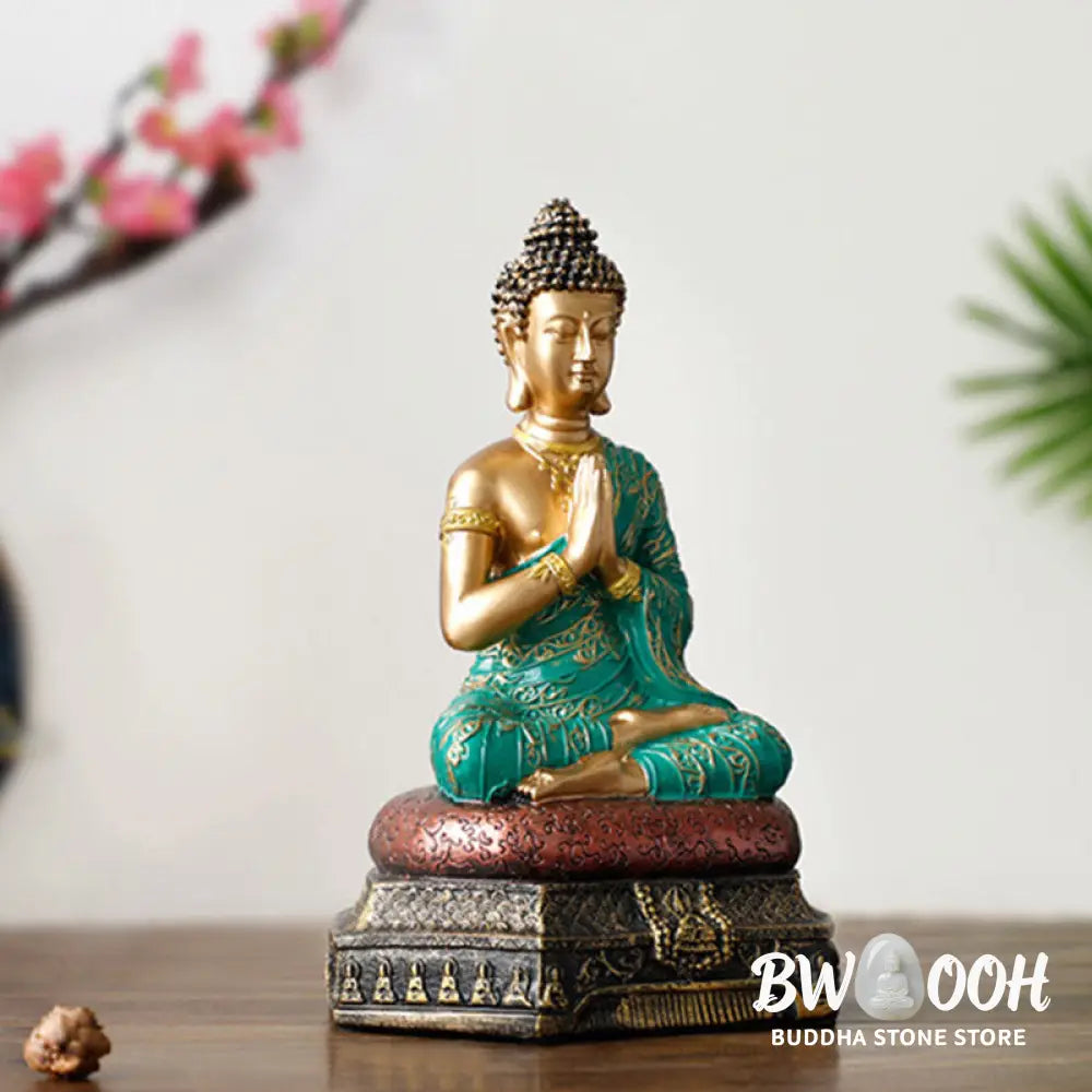 BWOOOH Buddha Compassion Resin Statue Decoration - Green - Decorations