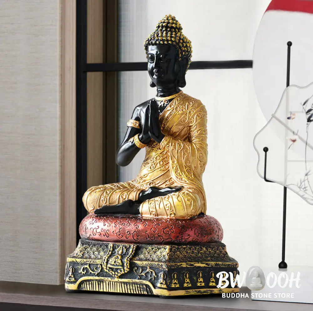 BWOOOH Buddha Compassion Resin Statue Decoration - Green - Decorations