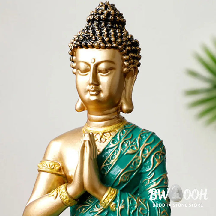 BWOOOH Buddha Compassion Resin Statue Decoration - Green - Decorations