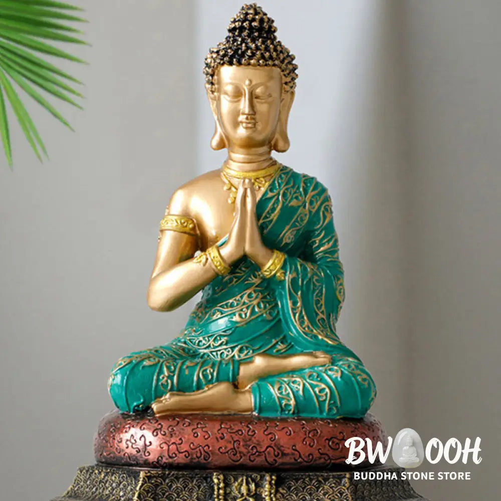BWOOOH Buddha Compassion Resin Statue Decoration - Green - Decorations