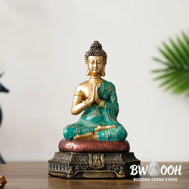 BWOOOH Buddha Compassion Resin Statue Decoration - Green - Decorations