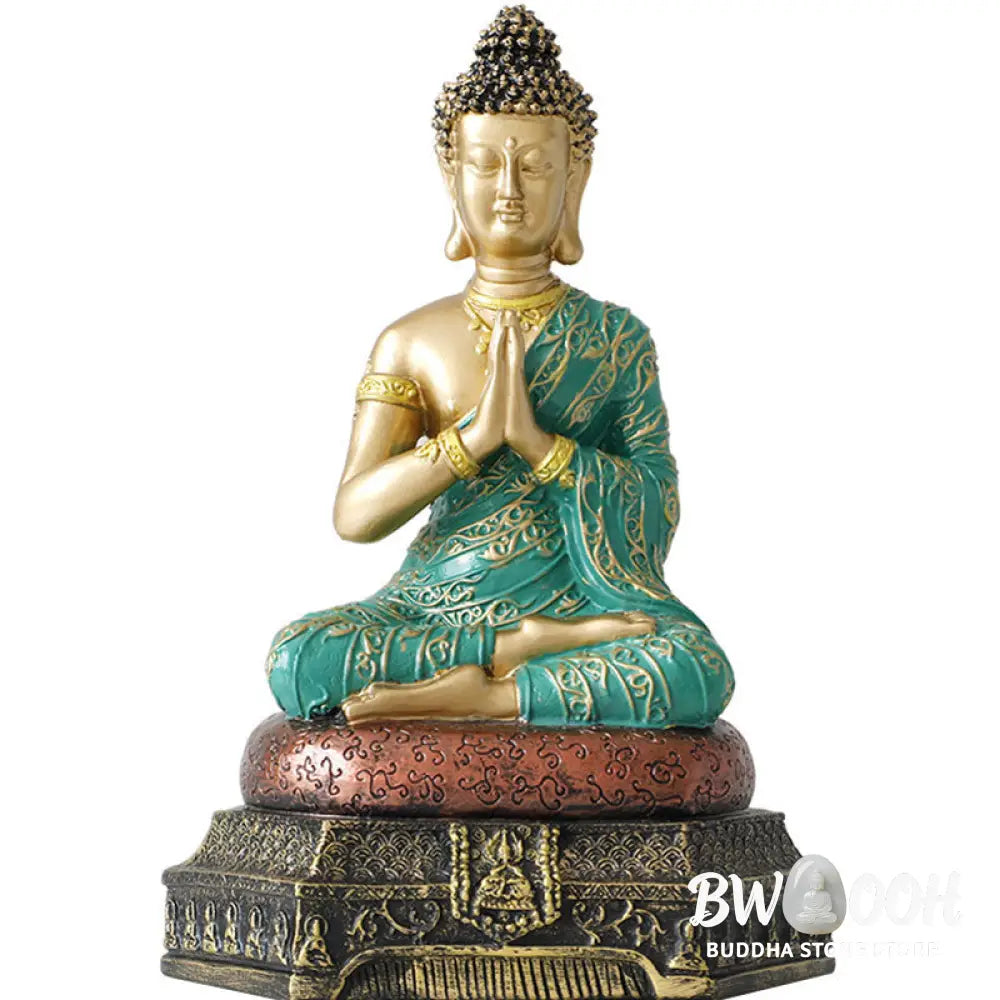 BWOOOH Buddha Compassion Resin Statue Decoration - Green - Decorations
