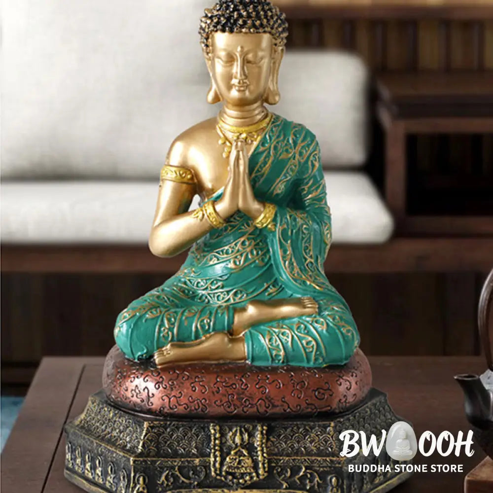BWOOOH Buddha Compassion Resin Statue Decoration - Green - Decorations