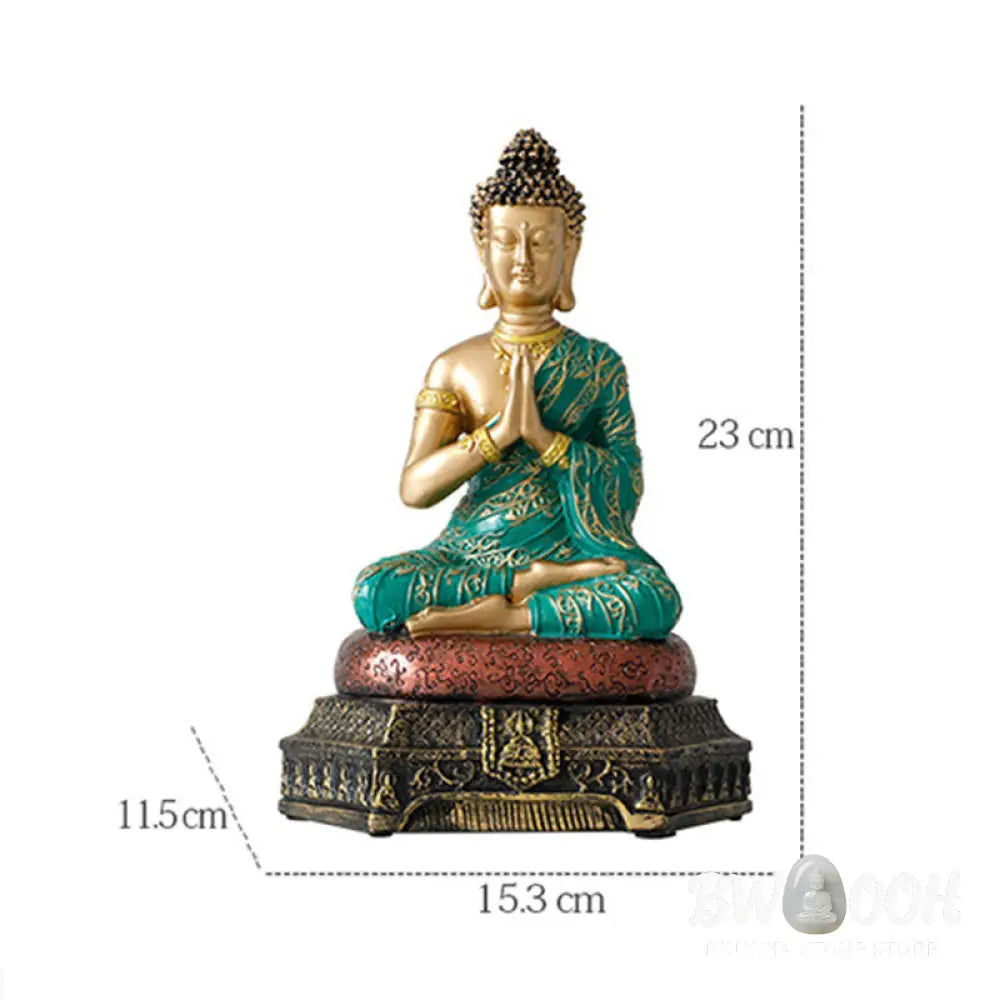 BWOOOH Buddha Compassion Resin Statue Decoration - Green - Decorations