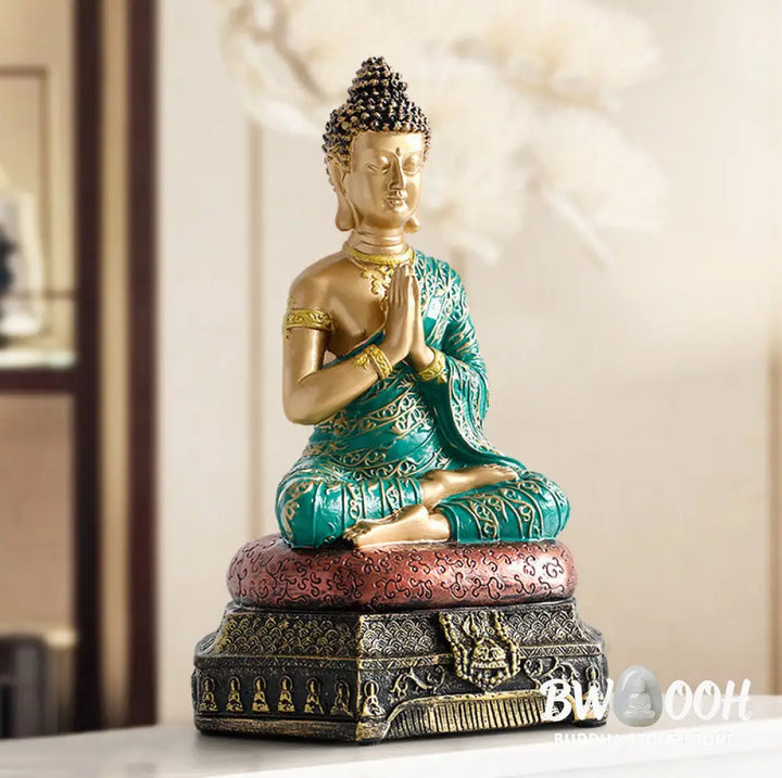 BWOOOH Buddha Compassion Resin Statue Decoration - Green - Decorations