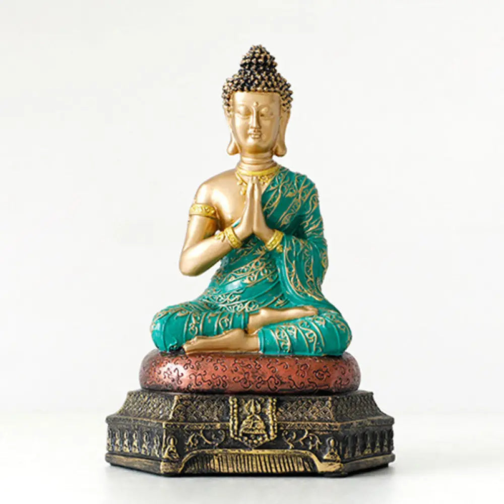 BWOOOH Buddha Compassion Resin Statue Decoration - Green - Decorations