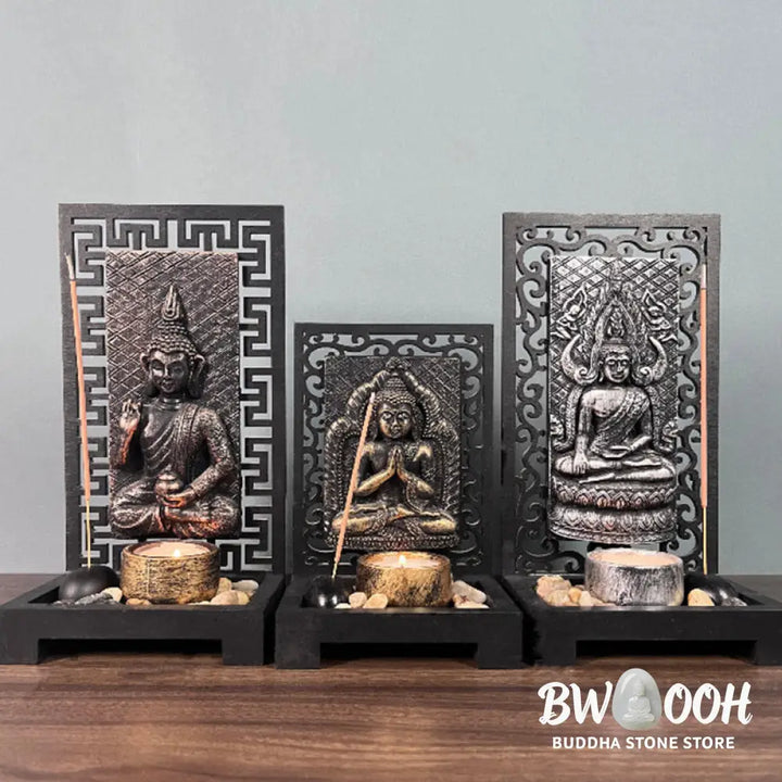 BWOOOH Buddha Compassion Serenity Home Resin Prayer Altar Decoration - Decorations