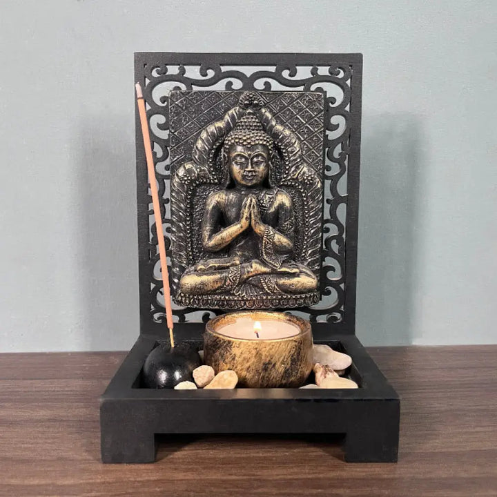 BWOOOH Buddha Compassion Serenity Home Resin Prayer Altar Decoration - Decorations