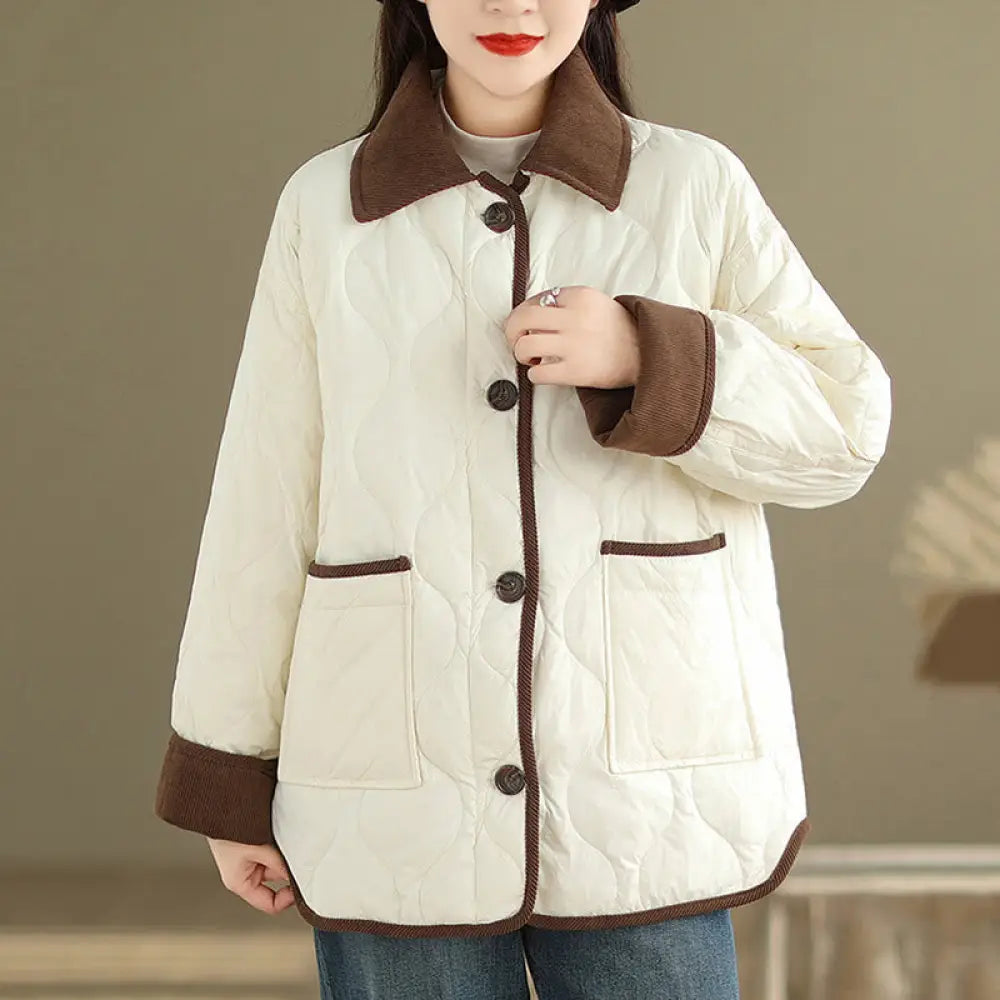 BWOOOH Contrasting Color Lapel Women&