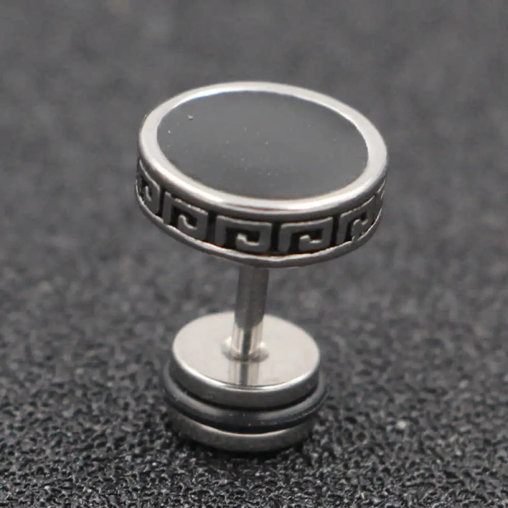 Buddha Stones Cool Men Titanium Steel Balance Round Stud Earrings - Silver / 10mm - Earrings