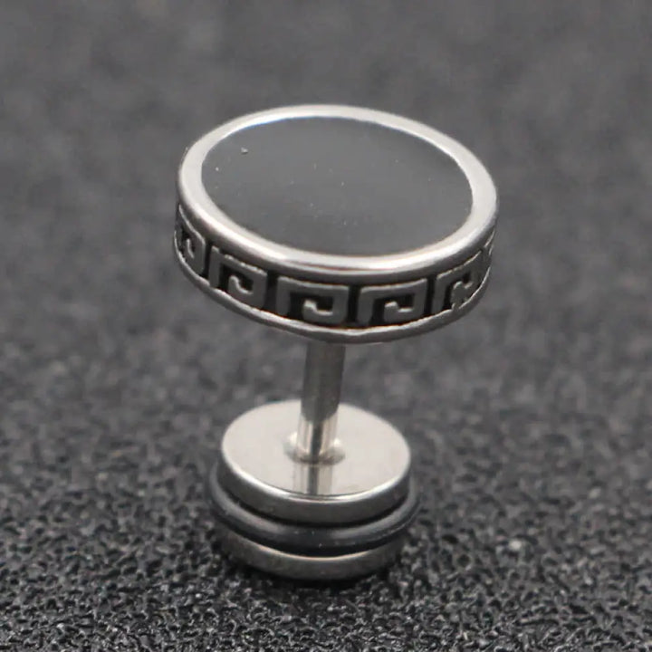 Buddha Stones Cool Men Titanium Steel Balance Round Stud Earrings - Silver / 10mm - Earrings