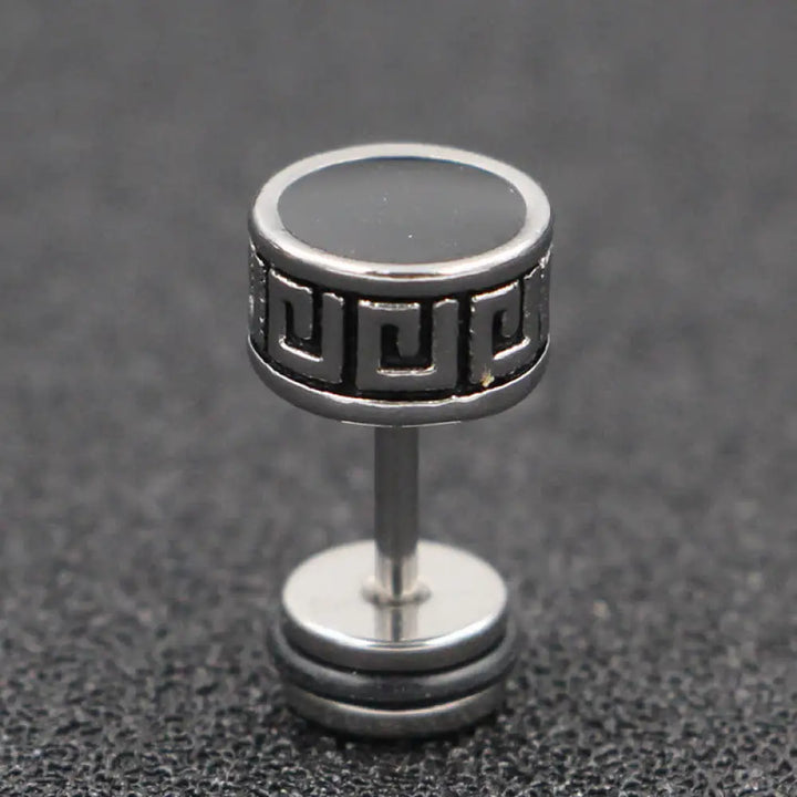 Buddha Stones Cool Men Titanium Steel Balance Round Stud Earrings - Silver / 8mm - Earrings