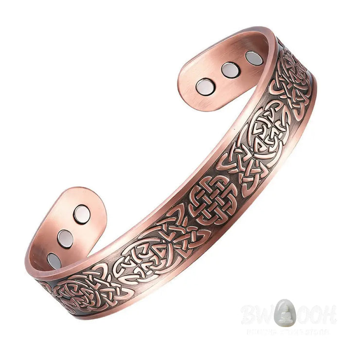 Buddha Stones Copper Abstract Line Pattern Open Luck Cuff Bracelet Bangle Ring - Bracelet Bangle